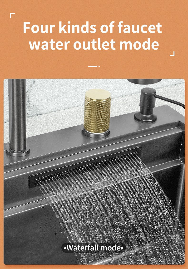 Torneira De Cachoeira De Aço 304, Pia De Cozinha Grande Slot Único, Torneira n