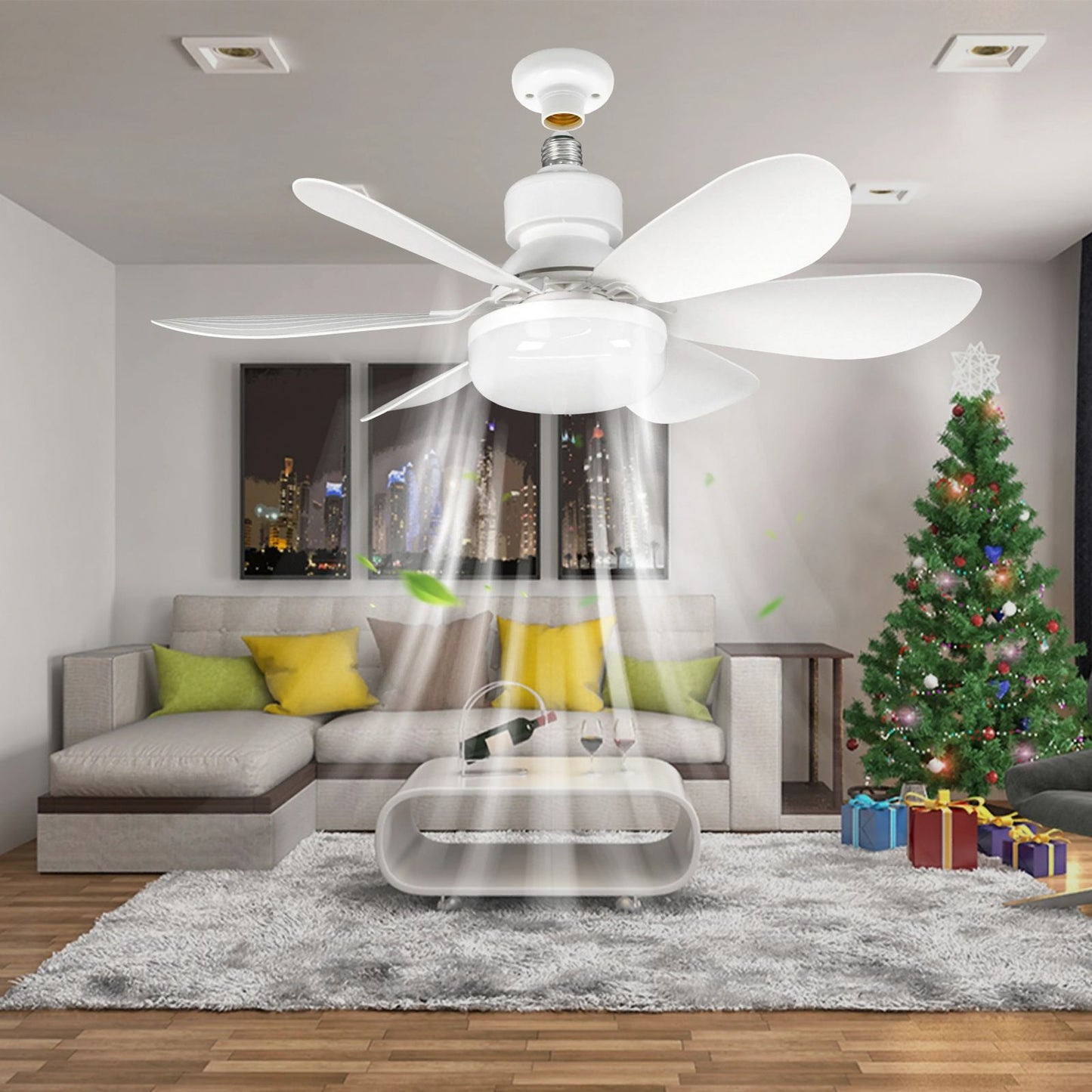 Ventilador de teto LED 40W E27 com controle remoto para escurecimento, adequado