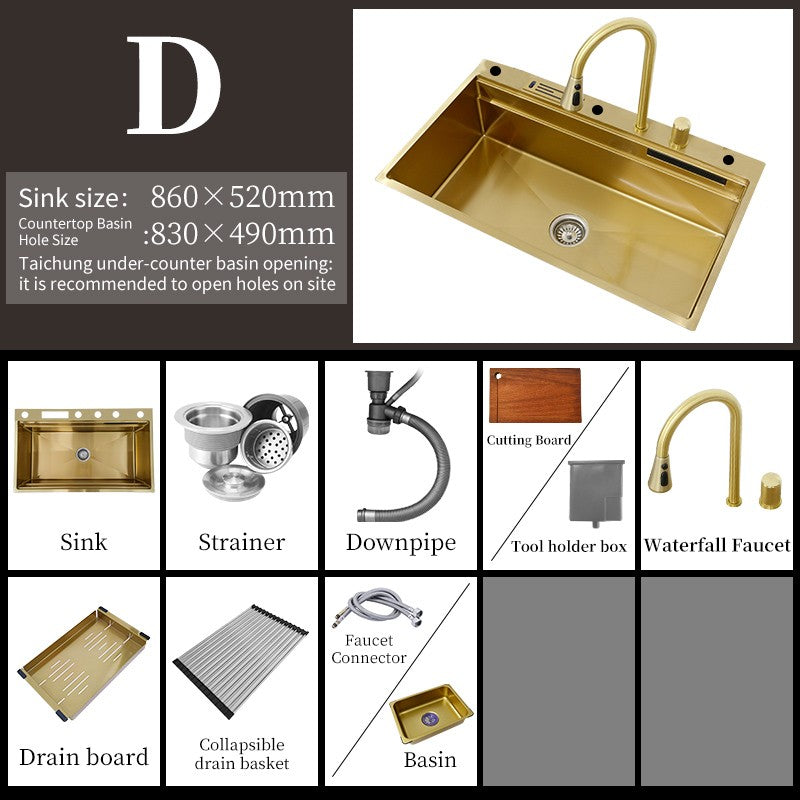 Torneira De Cachoeira De Aço 304, Pia De Cozinha Grande Slot Único, Torneira n