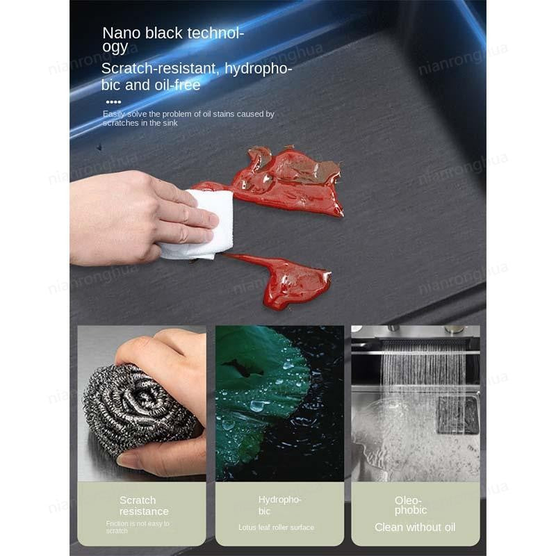 Pia Topmount de aço inoxidável com torneira, Slot único grande, Lata de lixo,