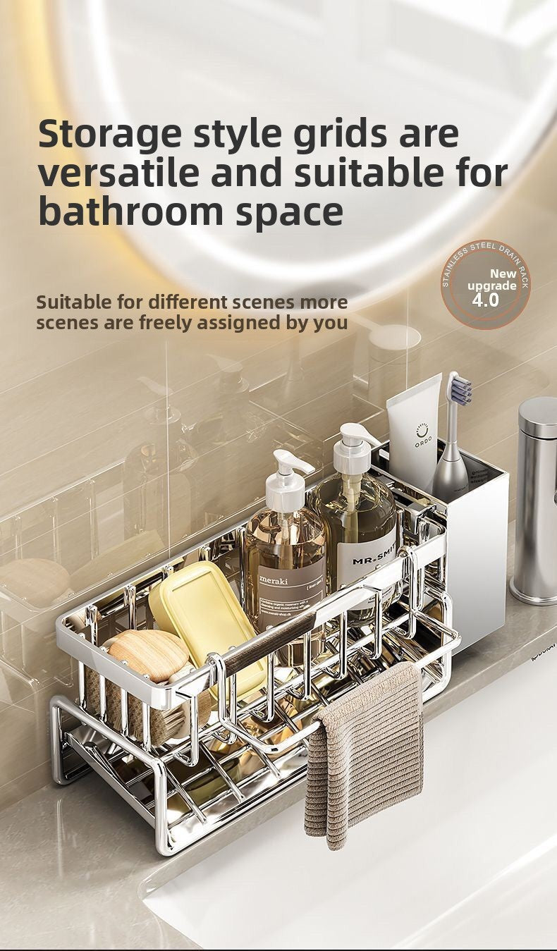 Rack de armazenamento multifuncional para bancada de pia de cozinha