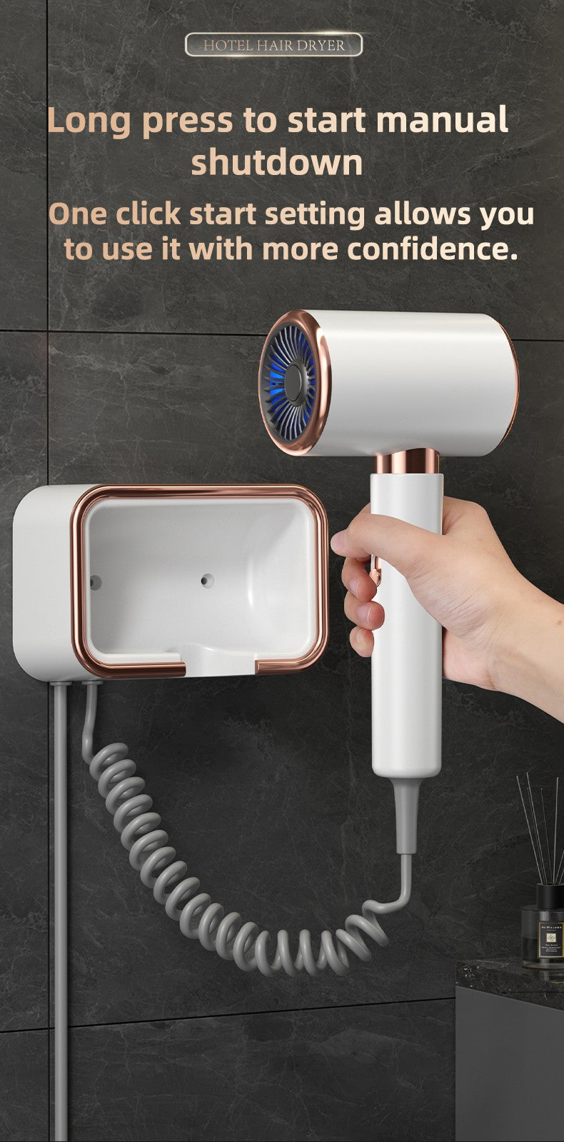 Secador de cabelo de íon negativo de parede, alta potência, secagem rápida, h