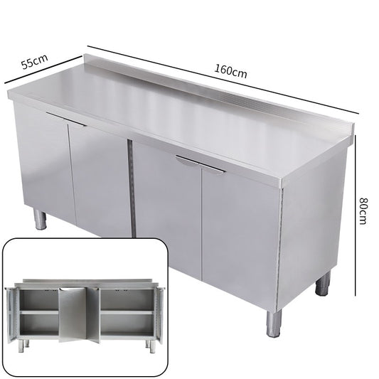 Armário de pia de aço inoxidável integrado de cozinha, armário, fogão, mesa