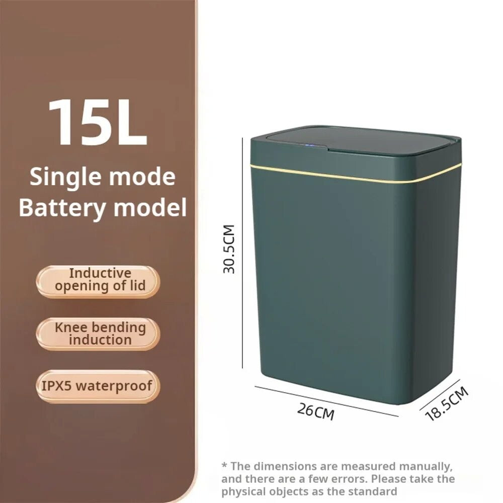 Lixeira inteligente de 15l, automaticamente sem toque, sensor inteligente, detec