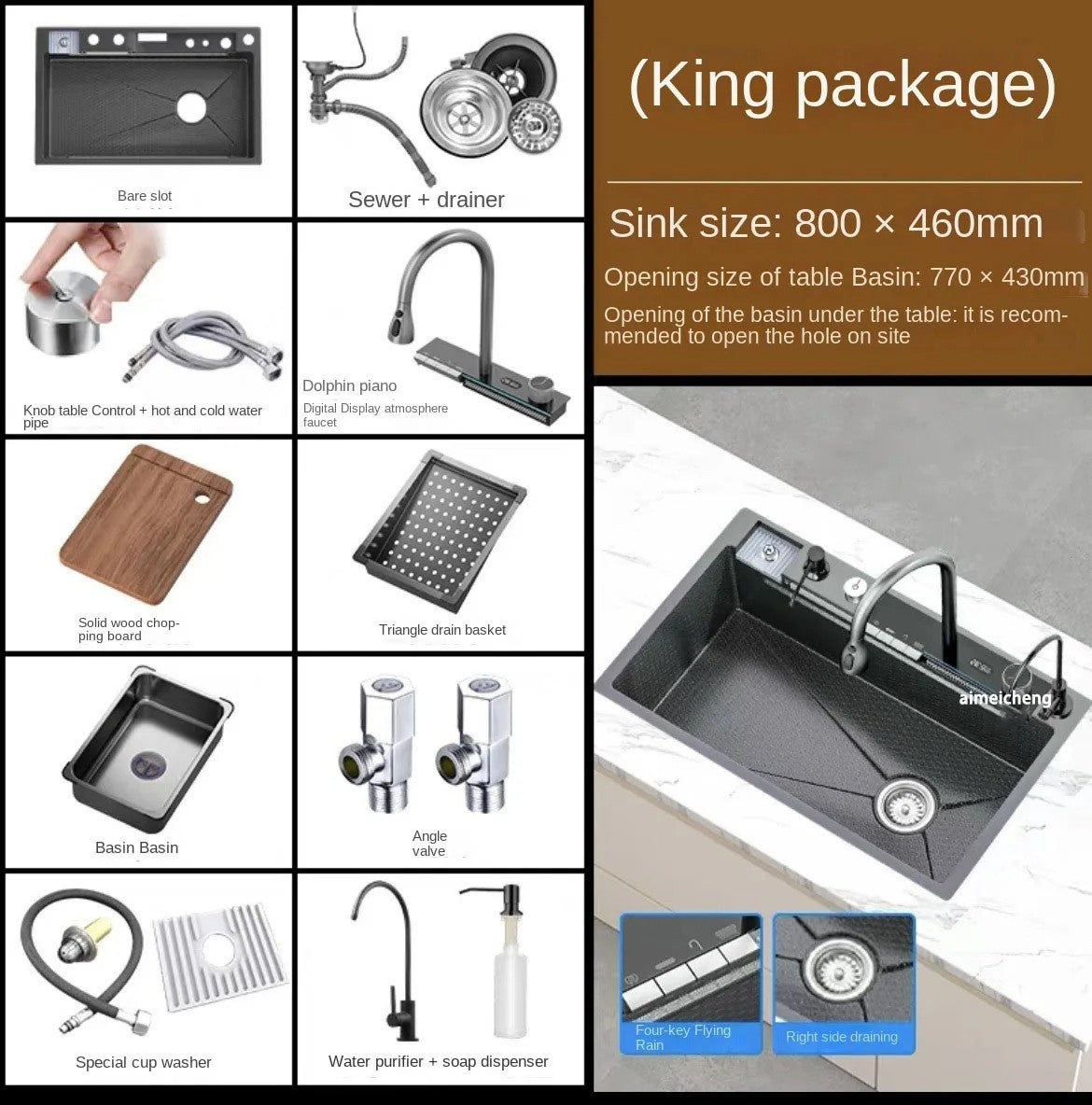 Imposto inclusivo mexicano venda quente moderno multifuncional cascata pia de co