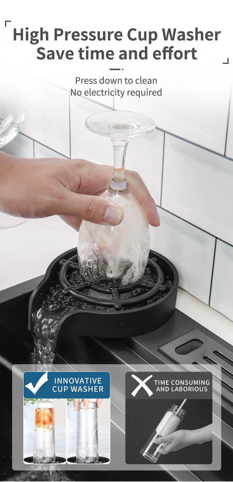 Torneira De Cachoeira De Aço 304, Pia De Cozinha Grande Slot Único, Torneira n