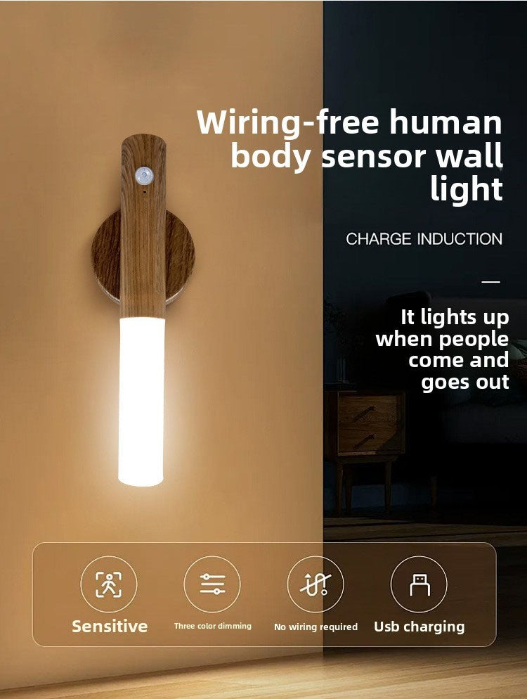 Sensor de movimento inteligente luz noturna led recarregável lâmpada de parede