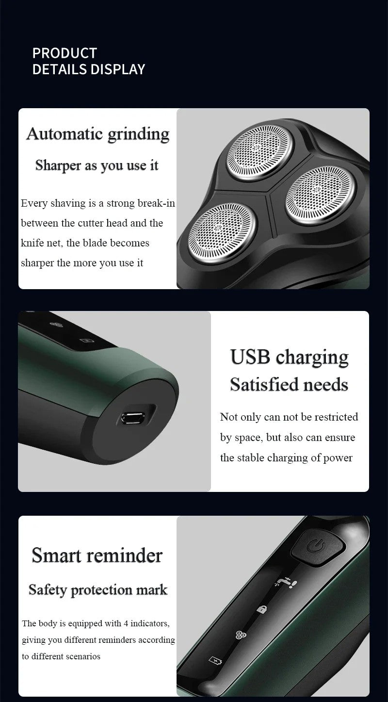 Barbeadores elétricos para homens, lâmina de barbear impermeável, uso úmido