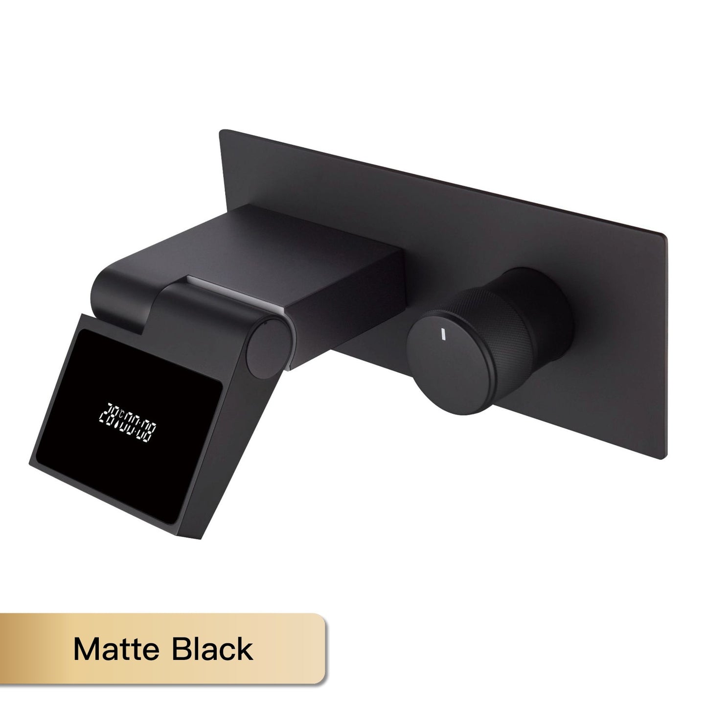 Torneira inteligente de latão preto para banheiro com design de display digital