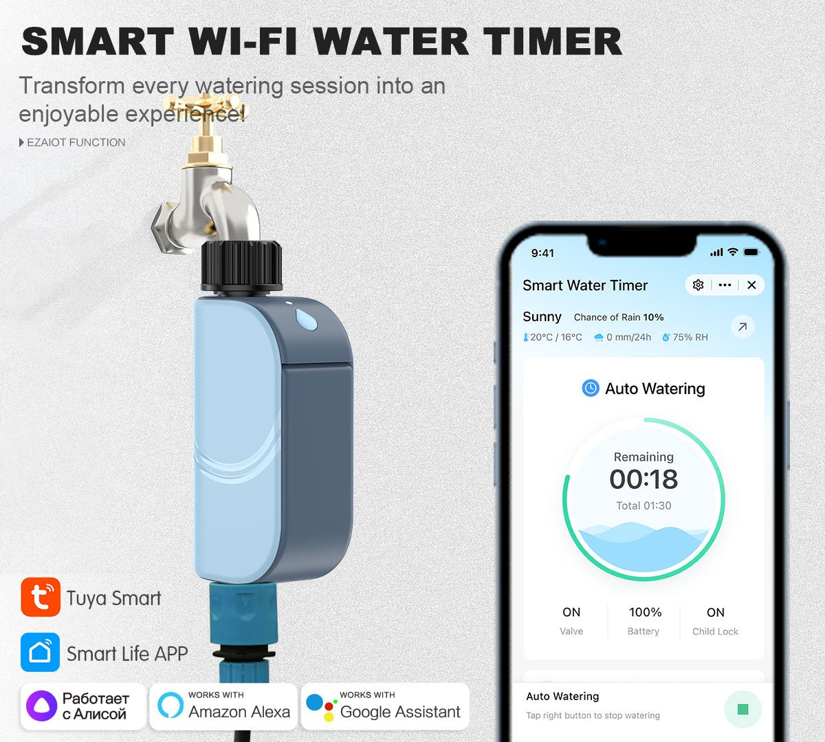Inteligente wi fi jardim rega temporizador tuya sprinkler automático sistema de