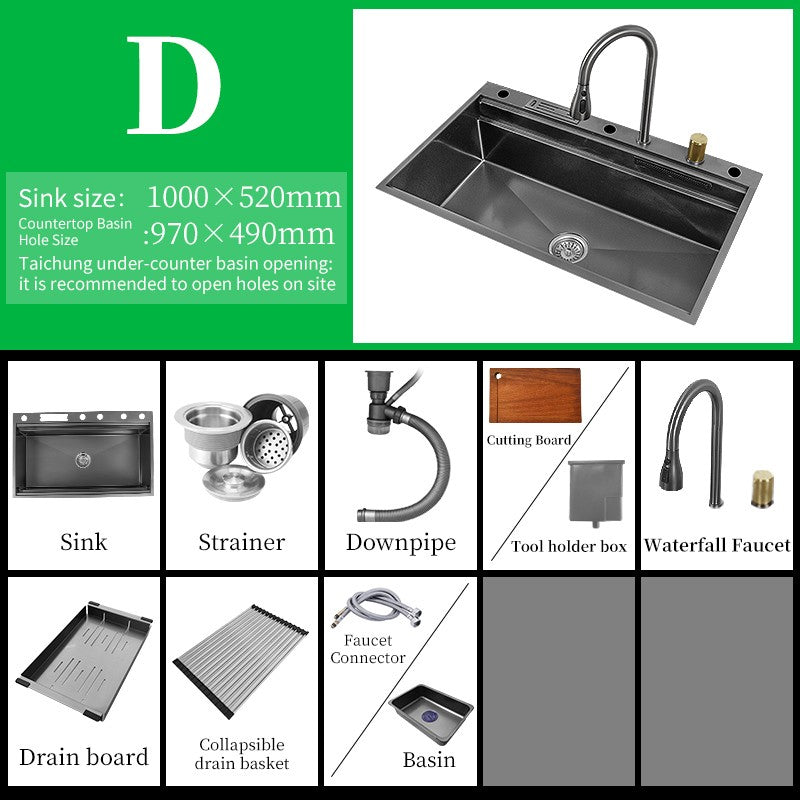 Torneira De Cachoeira De Aço 304, Pia De Cozinha Grande Slot Único, Torneira n