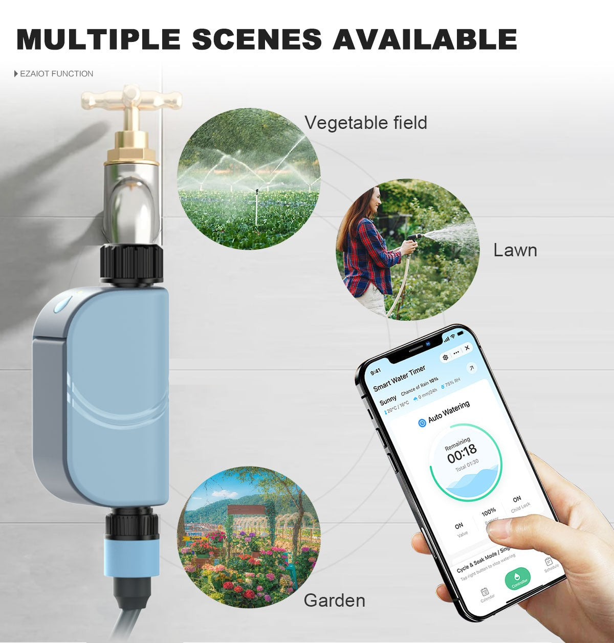 Inteligente wi fi jardim rega temporizador tuya sprinkler automático sistema de