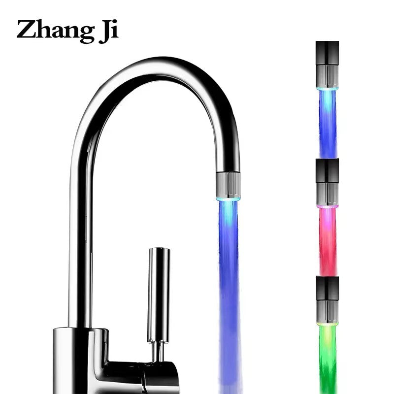 Zhang ji led sensível à temperatura 3 núcleos light-up torneira cozinha banhe