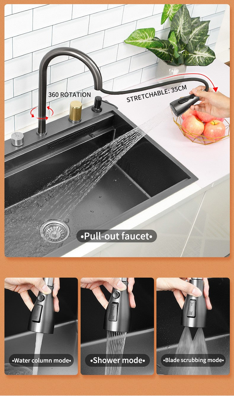 Torneira De Cachoeira De Aço 304, Pia De Cozinha Grande Slot Único, Torneira n