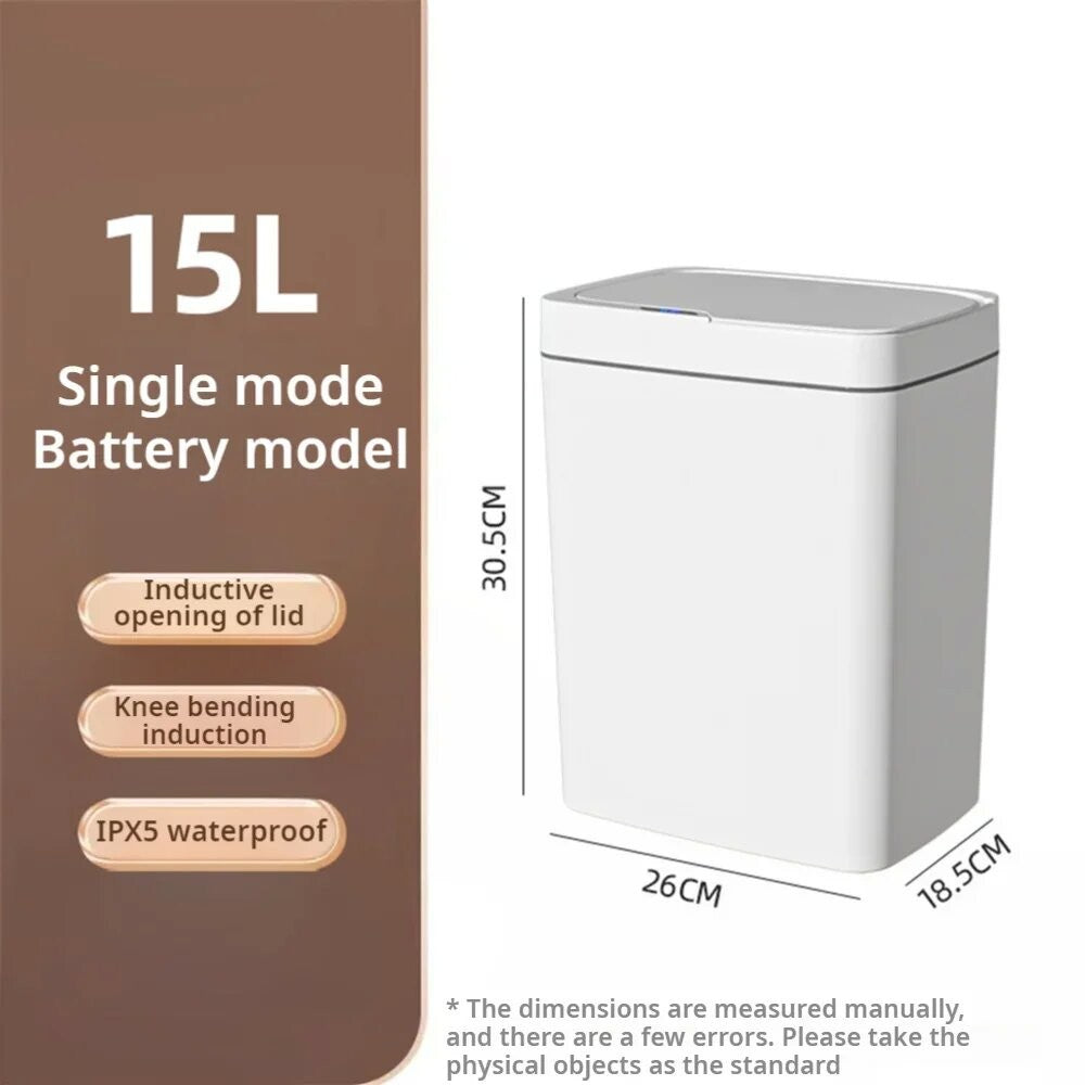 Lixeira inteligente de 15l, automaticamente sem toque, sensor inteligente, detec