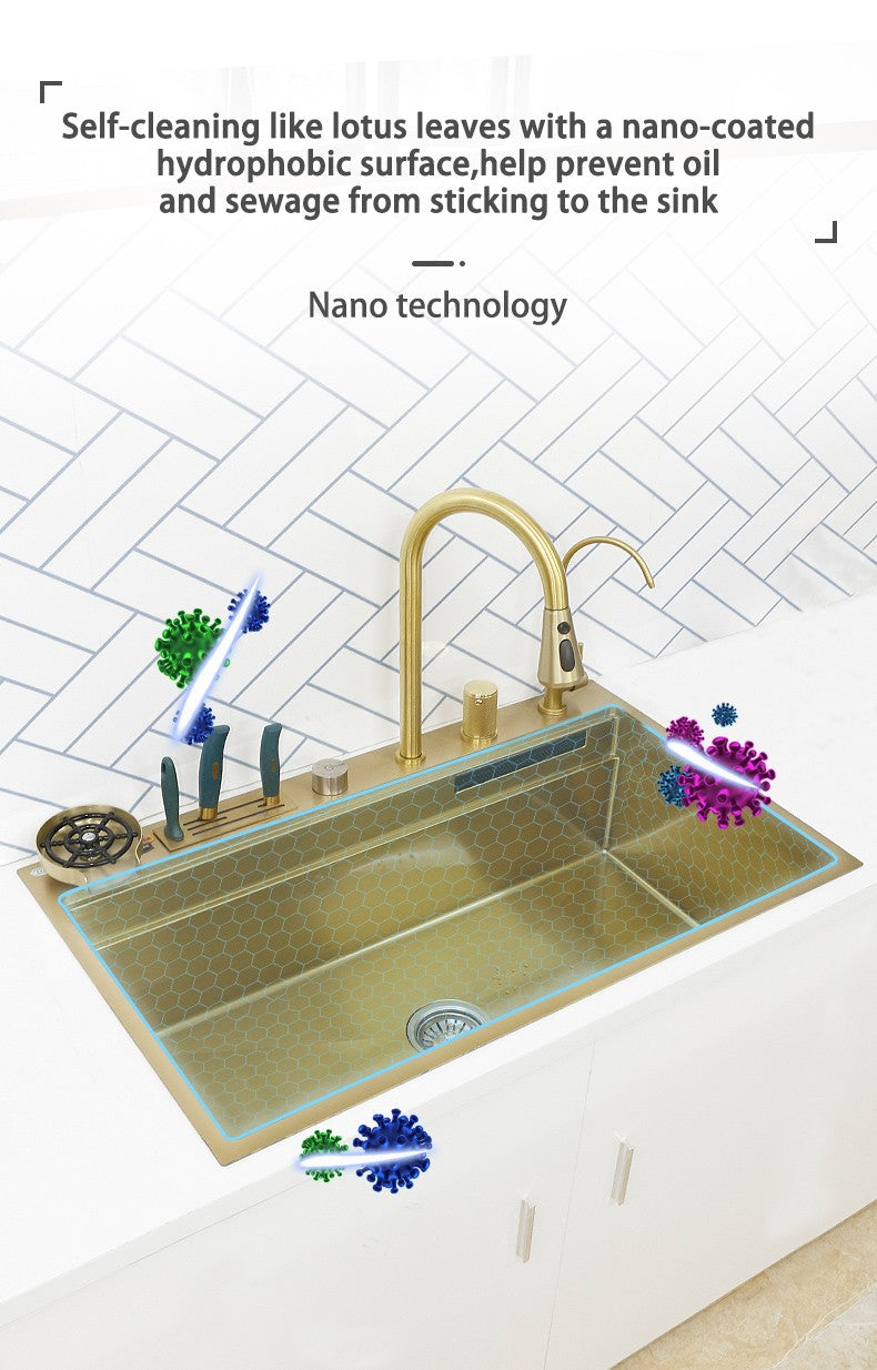 Torneira De Cachoeira De Aço 304, Pia De Cozinha Grande Slot Único, Torneira n