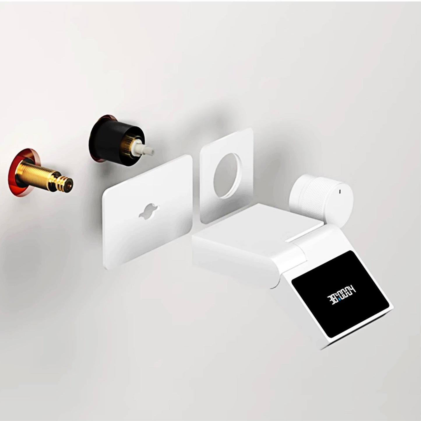 Torneira inteligente de latão preto para banheiro com design de display digital