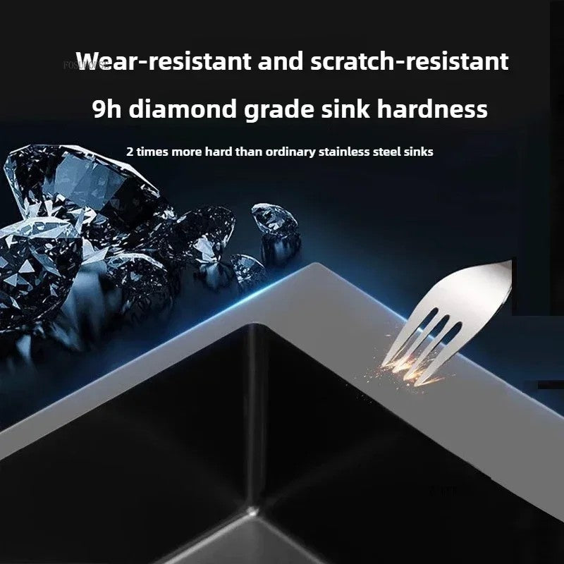 Pia de cozinha de aço inoxidável 304 espessada, grande capacidade, tigela úni