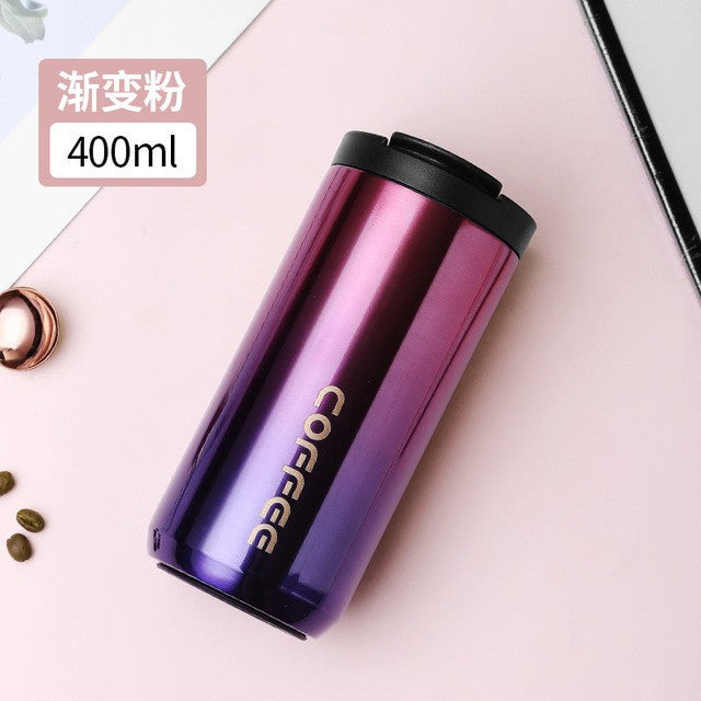 Caneca térmica de café de aço inoxidável 400ml, caneca térmica 304, à prov