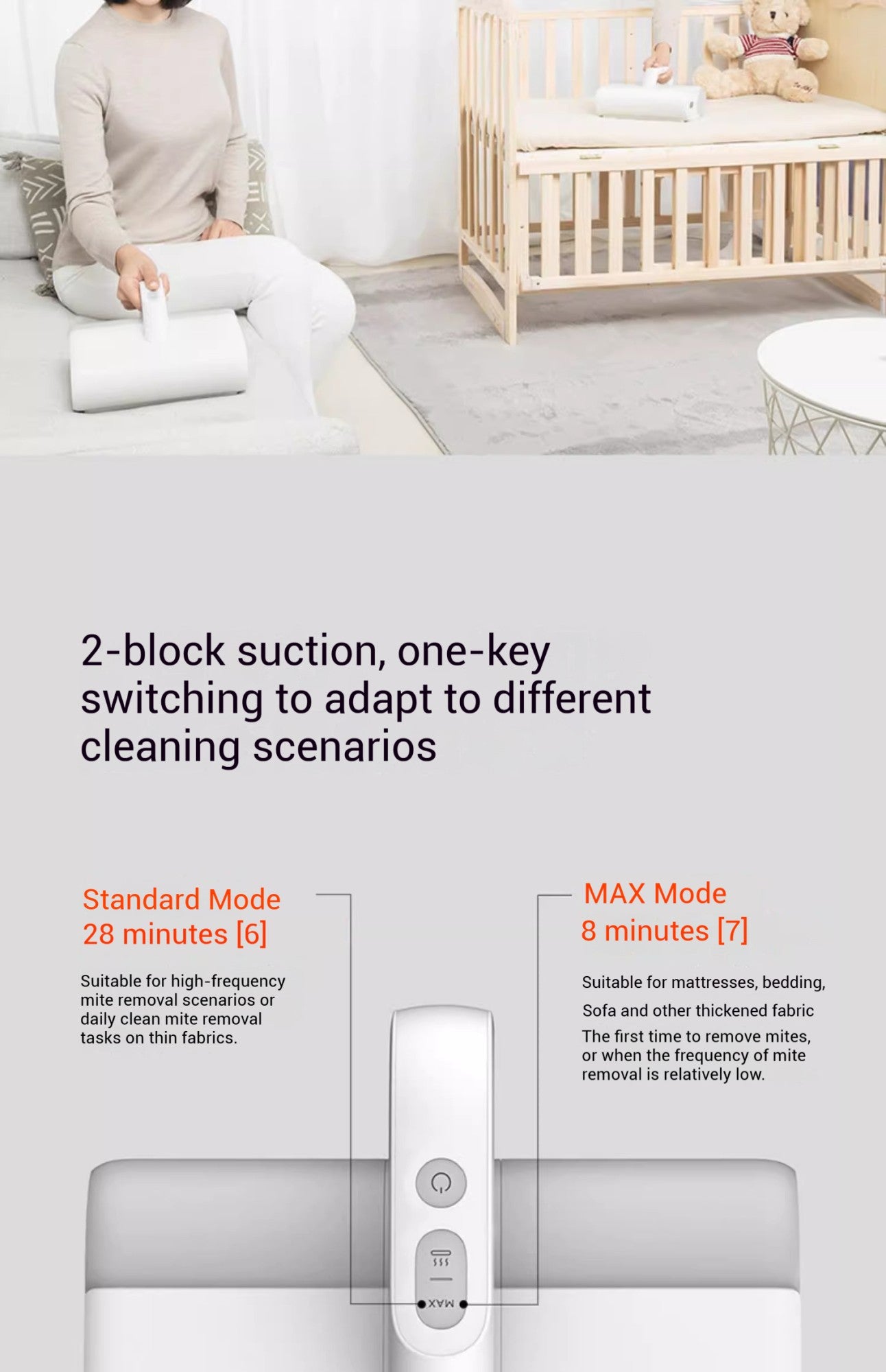Xiaomi mijia removedor de ácaros sem fio escova esterilização uv 16kpa instru