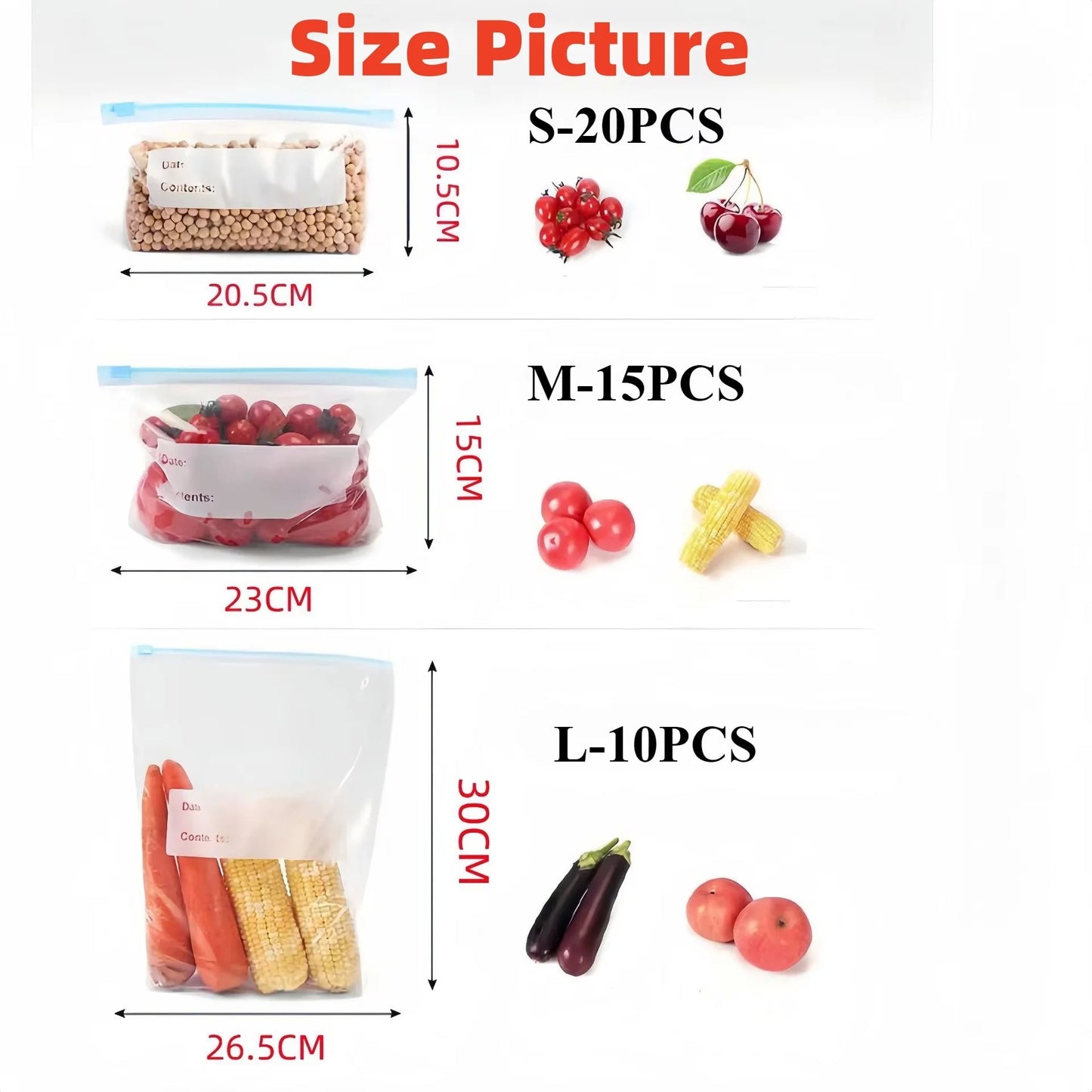 45 unidades de silicone para armazenamento de alimentos à prova de vazamento re