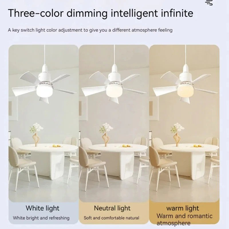 Ventilador de teto led com luz controle remoto regulável 30w e27 base moderna i