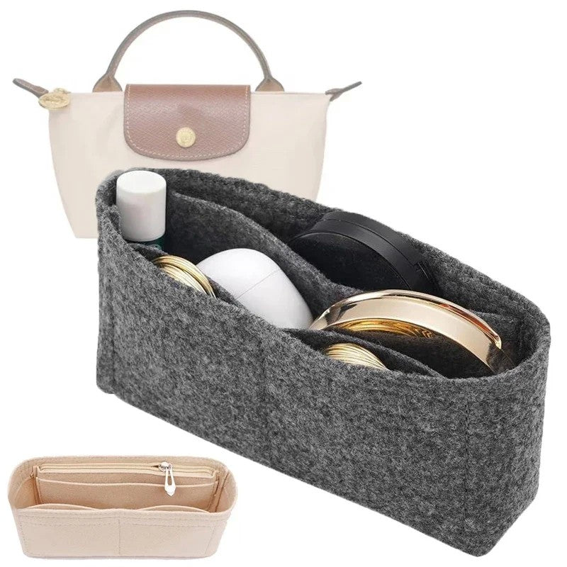 Feltro Insert Bag Serve para Longchamp Mini Handbag, Liner Bag Portátil, Sacos