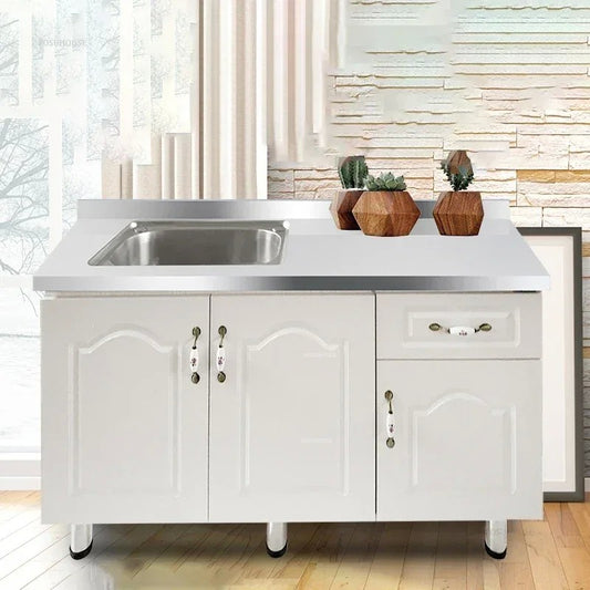 Pias de cozinha modernas de aço inoxidável, pia de lavar louça, armário de c