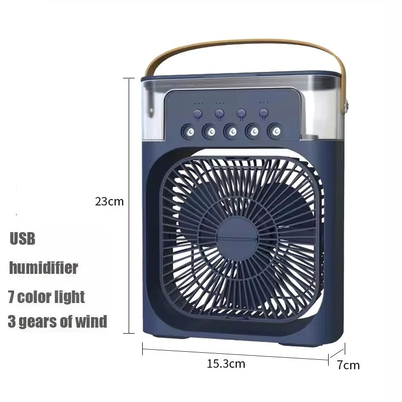 Ventilador com umidificador portátil de luz noturna LED - Mini refrigerador de