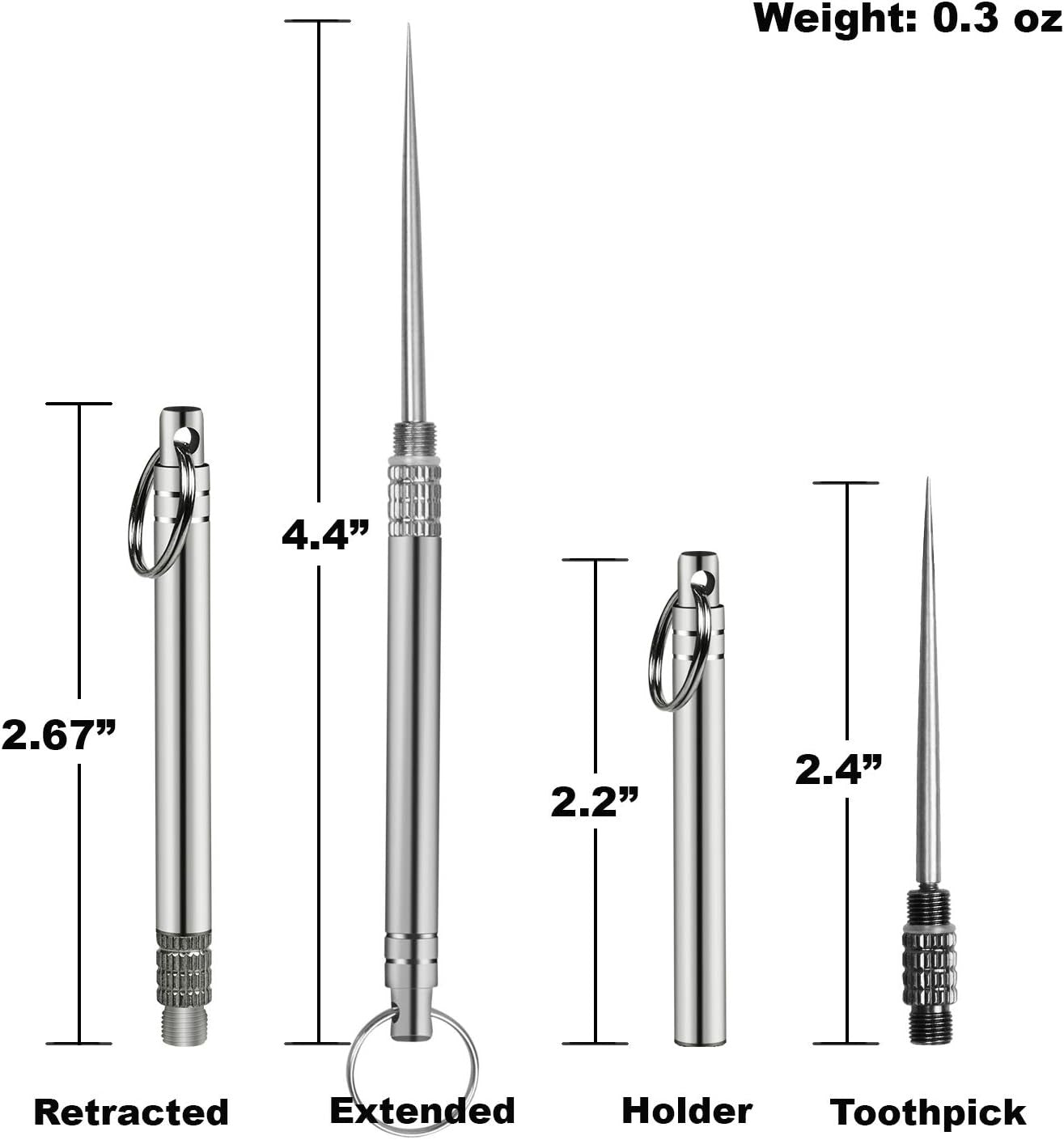Palito de dente de titânio portátil, palito de bolso de metal, palito de dente