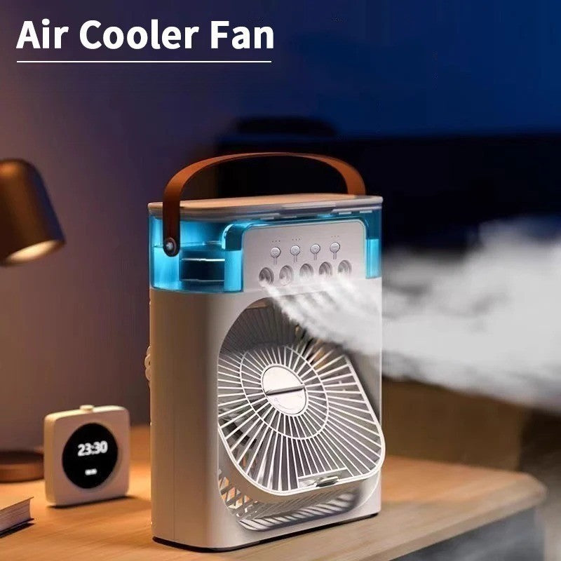 Ventilador com umidificador portátil de luz noturna LED - Mini refrigerador de
