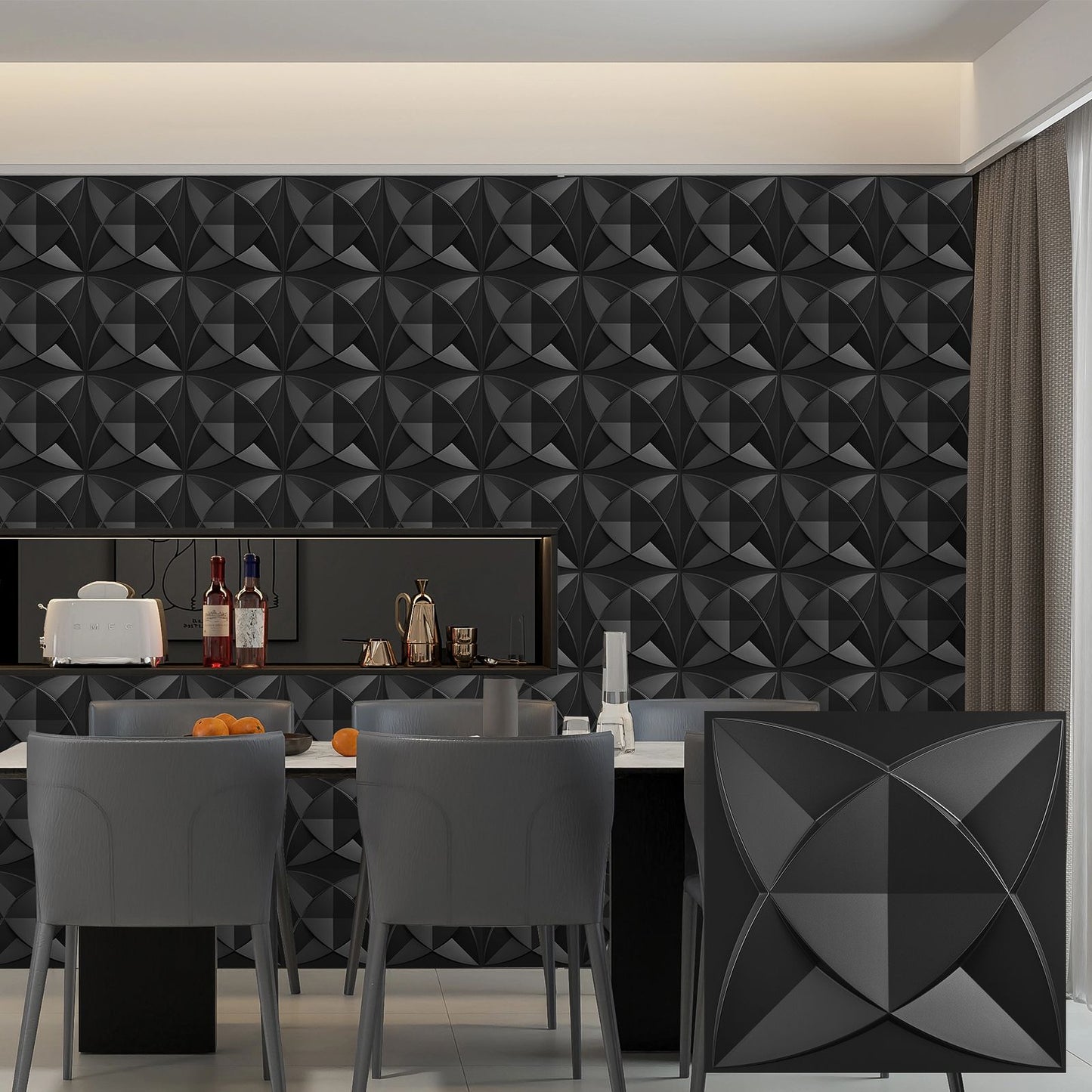 Painel de parede texturizado 3D KUUJOJOJO para decoração de parede interna, ad