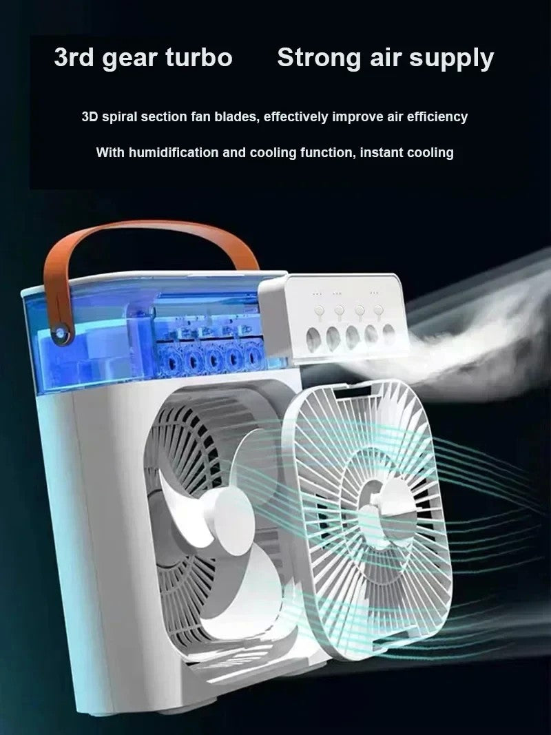 Ventilador com umidificador portátil de luz noturna LED - Mini refrigerador de