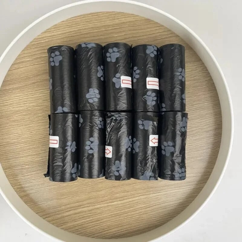 10 rolos de sacos de lixo para animais de estimação com estampa de pata, sacos