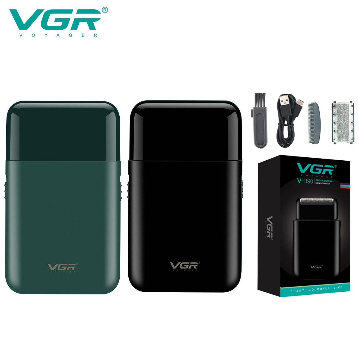 Vgr V-390 mini lâmina única sem fio aparador de barba navalha recarregável fo