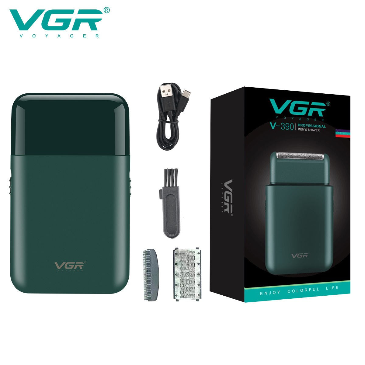 Vgr V-390 mini lâmina única sem fio aparador de barba navalha recarregável fo
