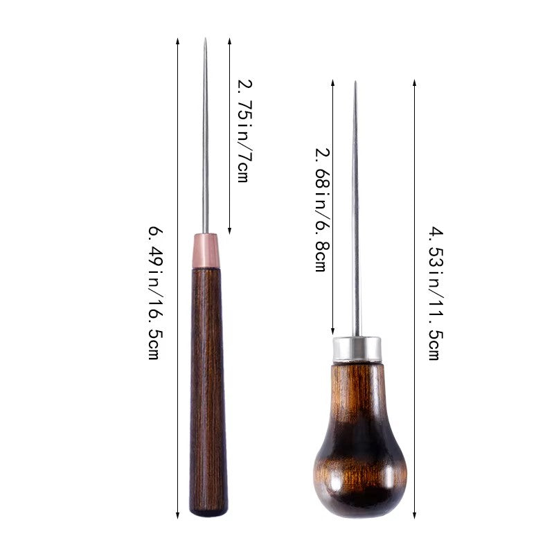 Lmdz punho de madeira furador de couro ferramentas de perfuração de couro fura