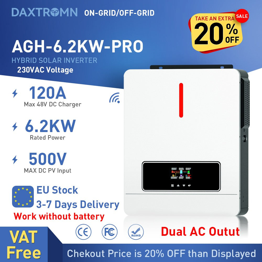 Daxtromn 6.2KW Inversor solar híbrido 48V 230VAC Inversor de onda senoidal pura