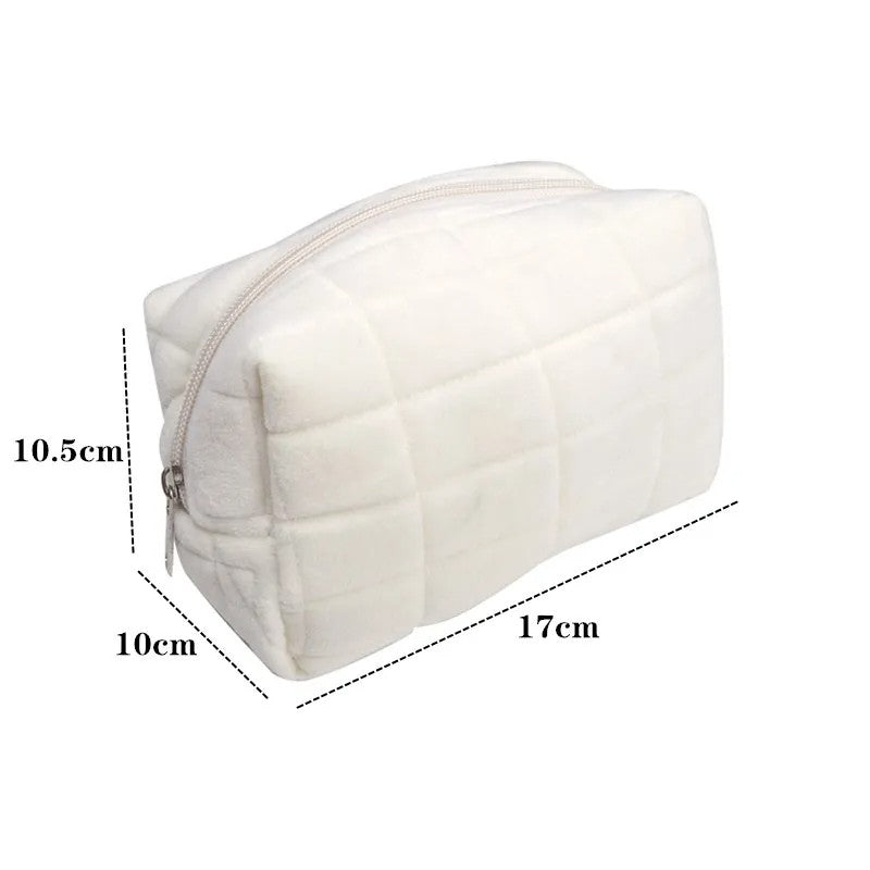 Bolsa de armazenamento de cosméticos de pele sólida, grande, feminina, zíper,