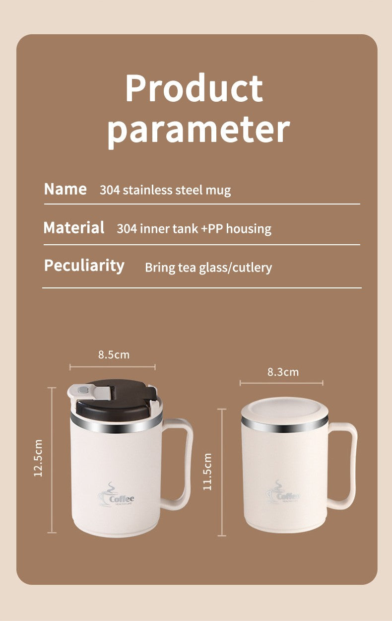 WORTHBUY Copo de café térmico de parede duplo com filtro e colher 304 copo de