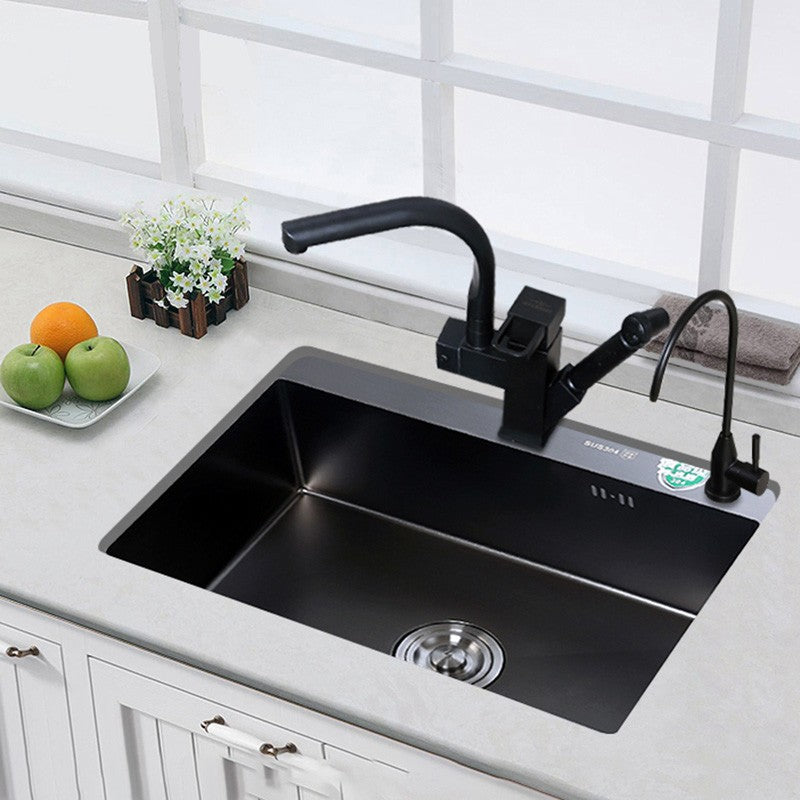 Pias simples feitas à mão para bancada de cozinha, pias de lavagem nano pretas