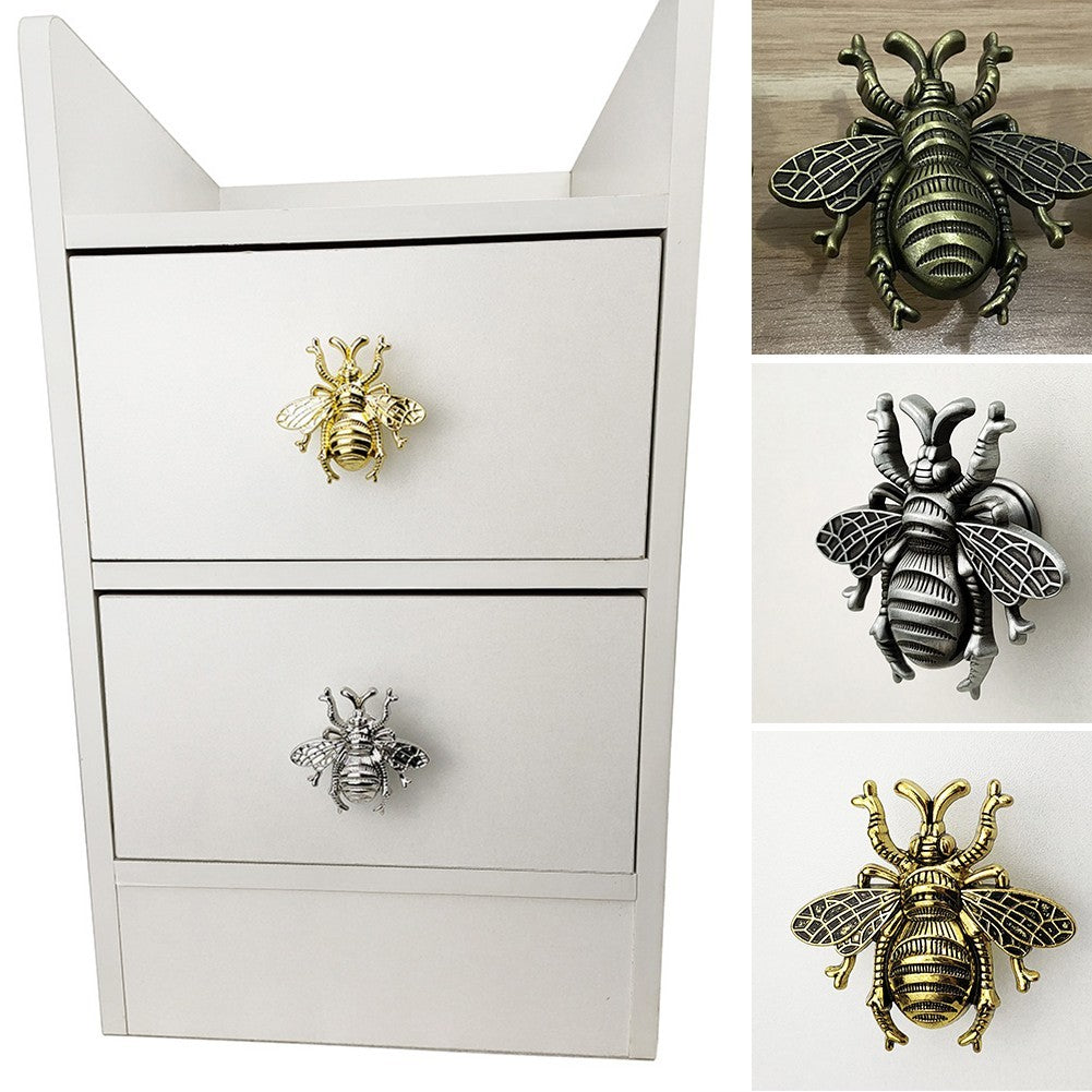 European Retro Bee Shape Drawer Handles Zinc Alloy Furniture Wardrobe Knob Kitchen Cupboard Drawer Door Vintage Pull Handles