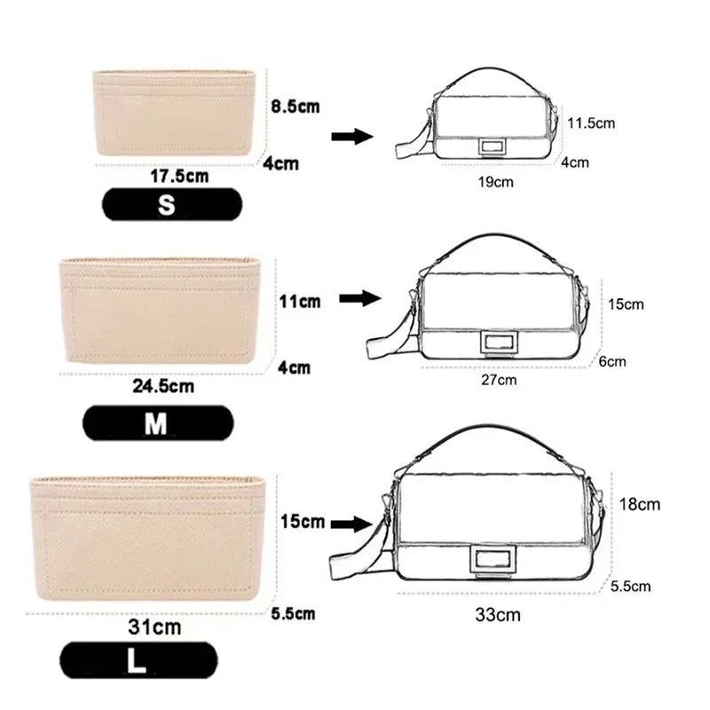 Feltro Insert Bag Serve para Longchamp Mini Handbag, Liner Bag Portátil, Sacos