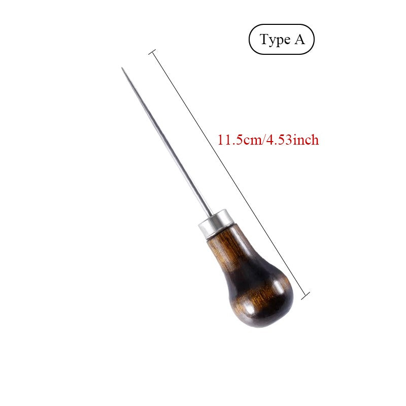 Lmdz punho de madeira furador de couro ferramentas de perfuração de couro fura