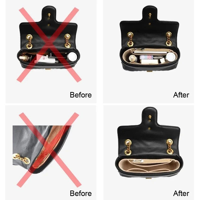 Feltro Insert Bag Serve para Longchamp Mini Handbag, Liner Bag Portátil, Sacos