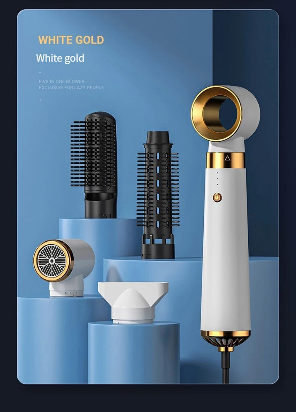 Secador de cabelo multifuncional 5 em 1, pente de ar quente, haste de ondulação automática, pente de cabelo reto, ferramenta estilo salão de beleza, secagem rápida