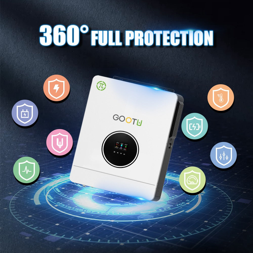 Gootu 6.2kw/10.2kw inversor solar híbrido saída dupla 24v/48v mppt 160a onda s