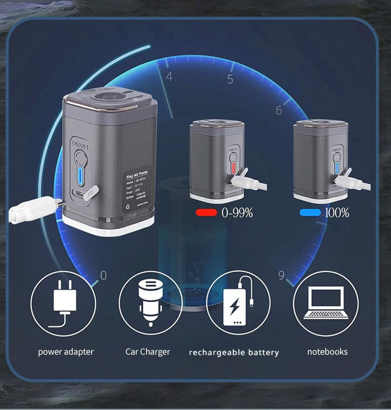 Mini bomba de ar portátil com bateria de 1300mAh recarregável USB para inflar