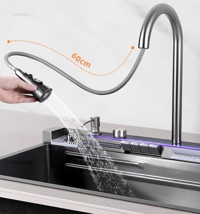 Pias de cozinha inteligentes com slot único para apartamentos, pias multifuncio