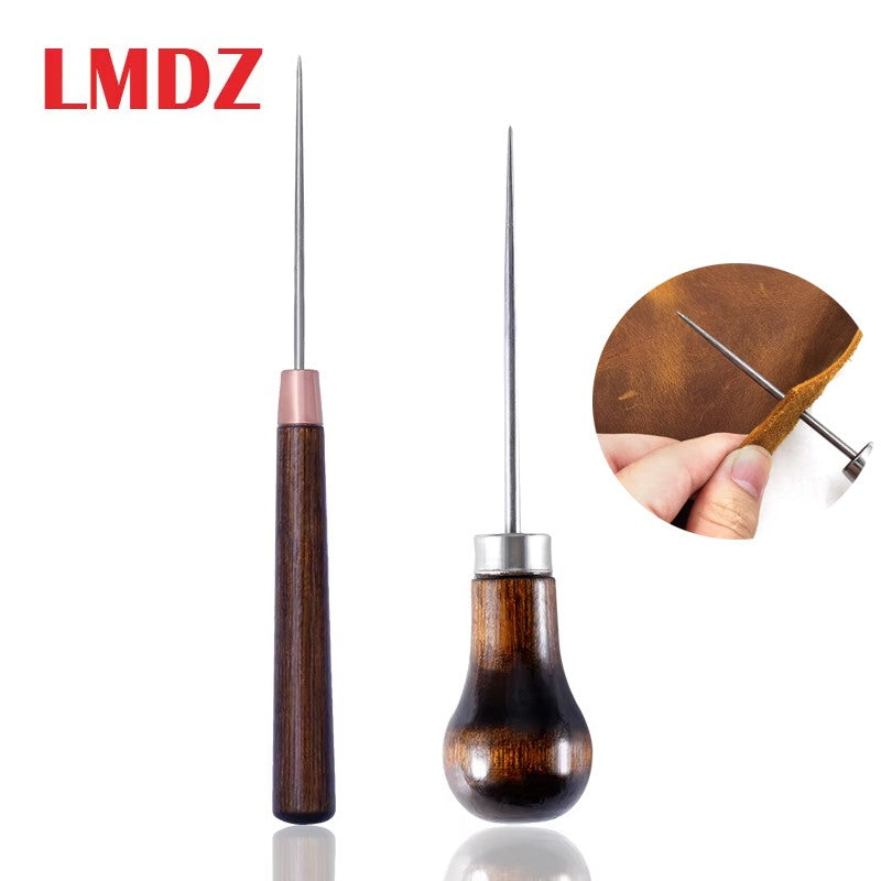 Lmdz punho de madeira furador de couro ferramentas de perfuração de couro fura